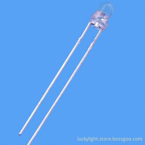 White 3mm LED with Water Clear Lens, 30°, Super Bright, RoHS-compliant